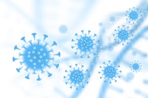 Medical background with abstract virus cells depicting global pandemic